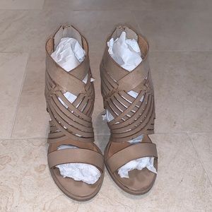 Tan leather heeled sandals